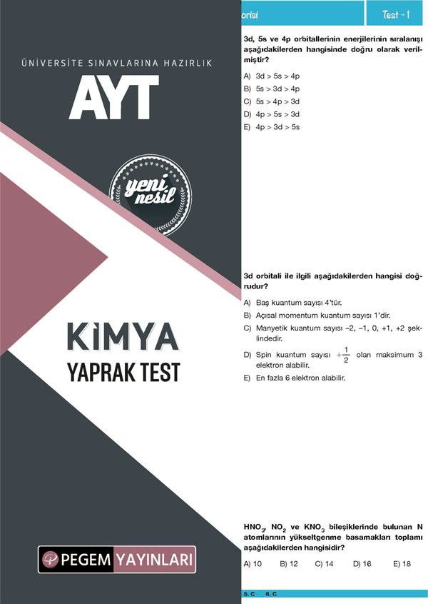 AYT Kimya Yaprak Test